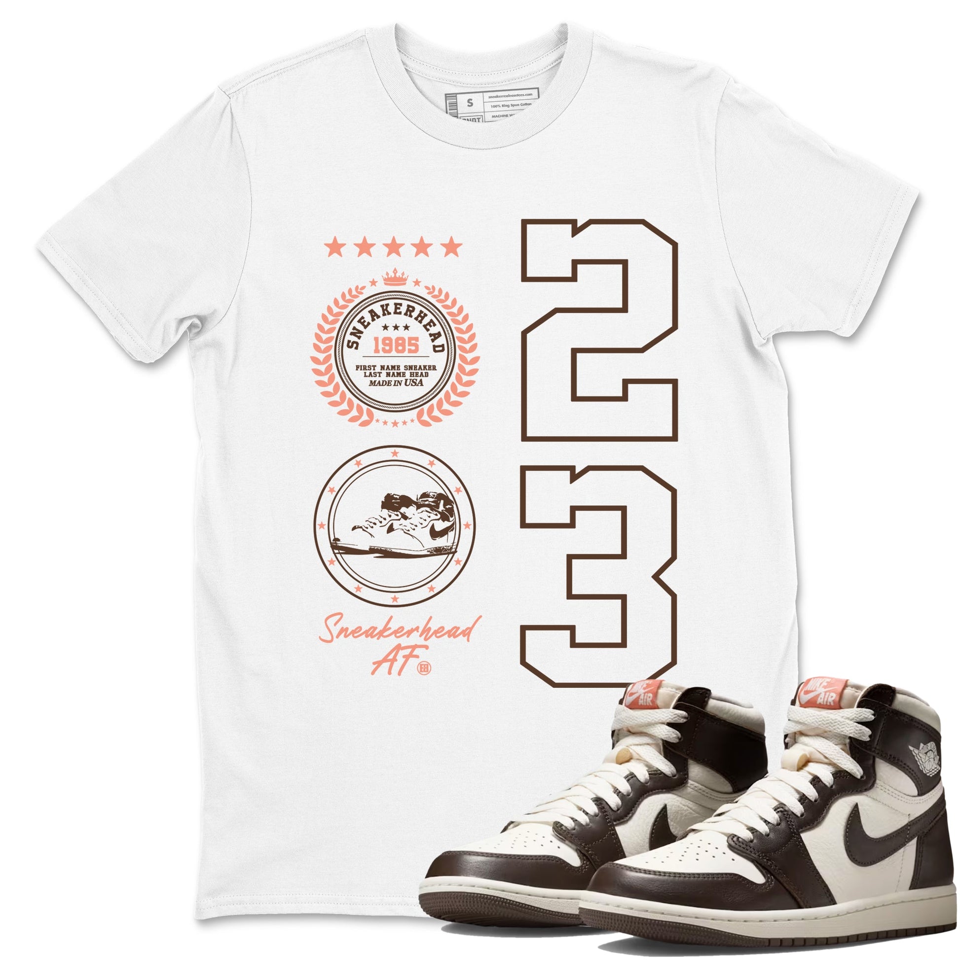Sneaker match tees – Sneaker Tees To Match Air Jordan 1 Baroque Brown Shoes – Sneaker Emblem Tee White 1