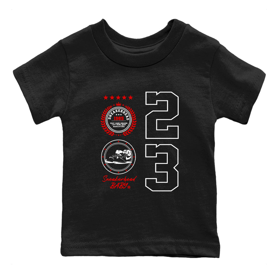 Air Jordan 1 High OG Black Toe Reimagined shirts to match jordans Sneaker Emblem sneaker match tees 1s Black Toe Reimagined SNRT Sneaker Release Tees Youth Baby Black 2 crew neck shirts
