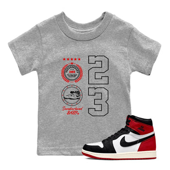 Air Jordan 1 High OG Black Toe Reimagined shirts to match jordans Sneaker Emblem sneaker match tees 1s Black Toe Reimagined SNRT Sneaker Release Tees Youth Baby Heather Grey 1 crew neck shirts