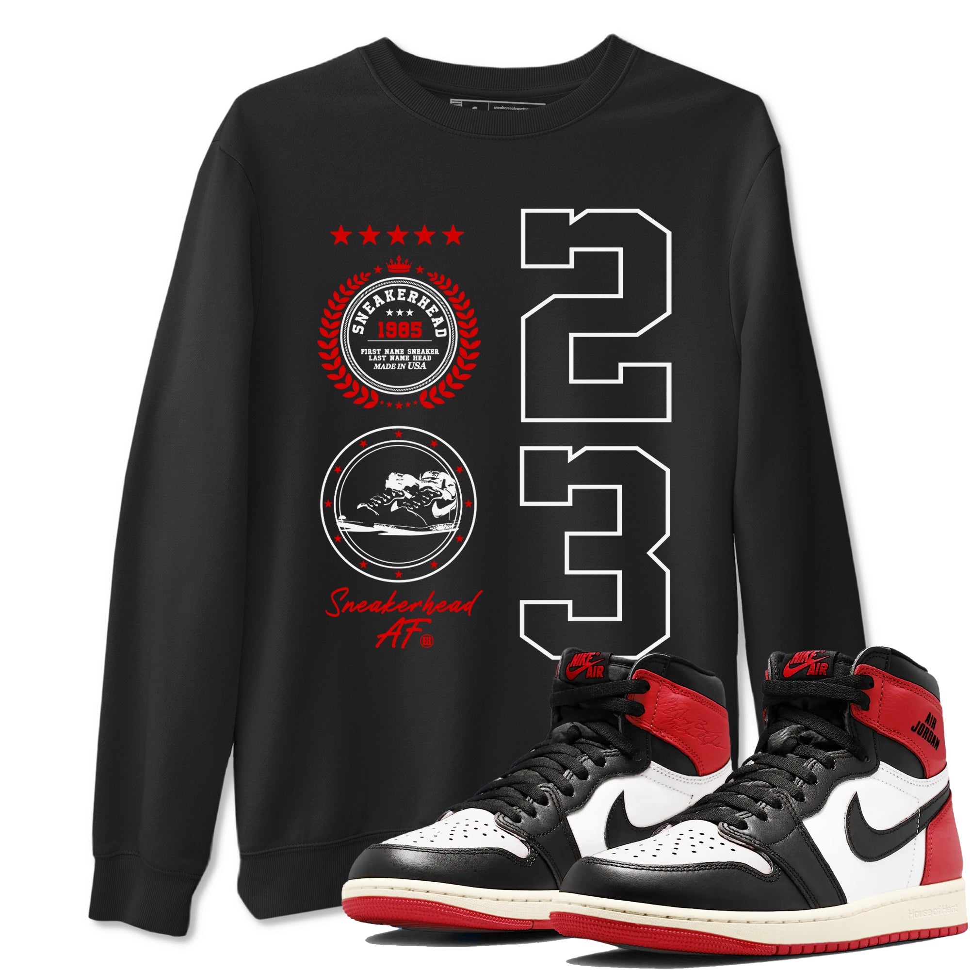 Air Jordan 1 High OG Black Toe Reimagined shirts to match jordans Sneaker Emblem sneaker match tees 1s Black Toe Reimagined SNRT Sneaker Release Tees unisex cotton Black 1 crew neck shirts