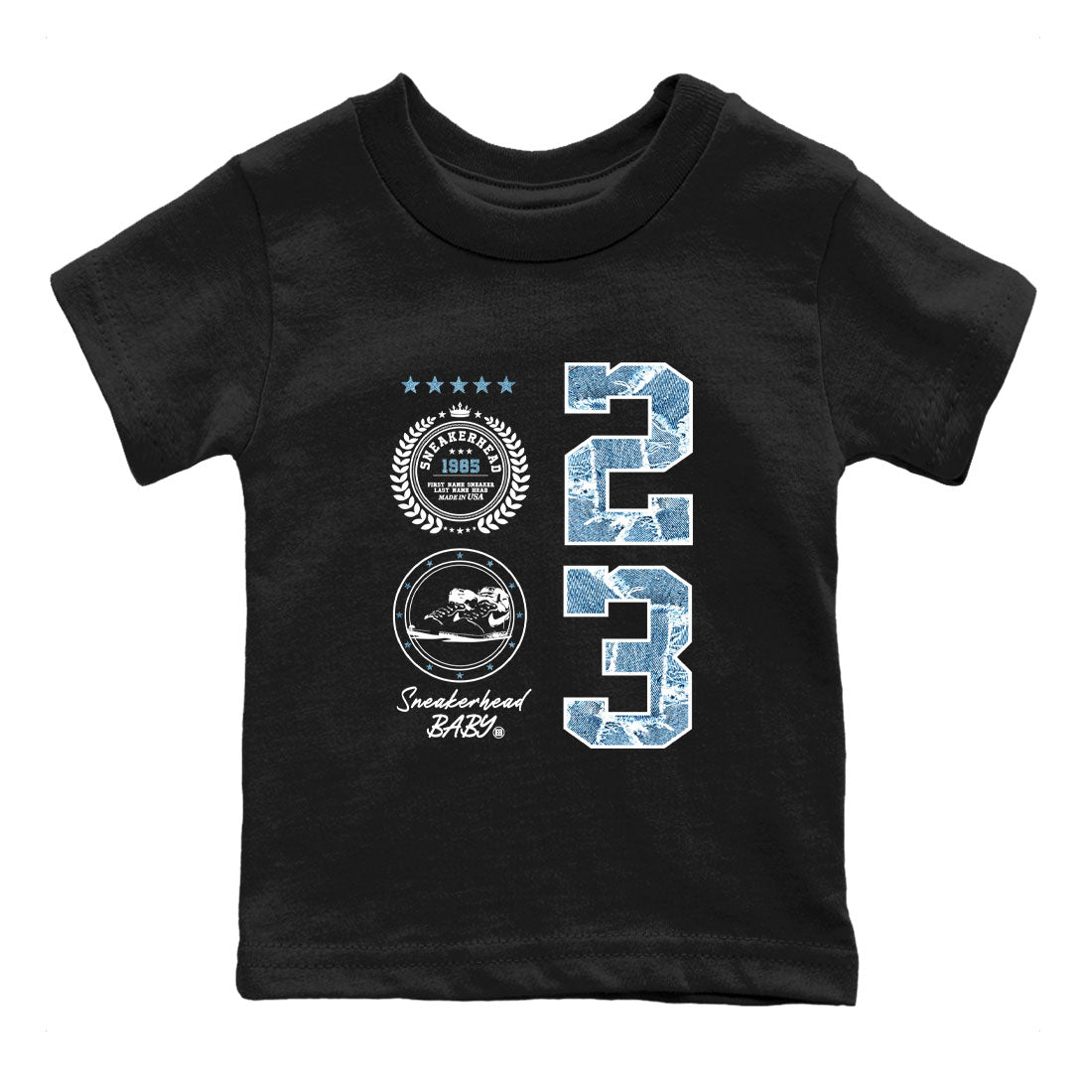 1s Denim shirt to match jordans Sneaker Emblem sneaker tees Air Jordan 1 Denim SNRT sneaker release tees baby toddler Black 2 cotton Shirt