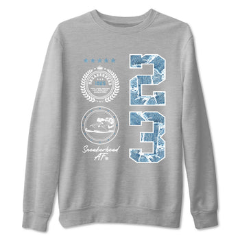 1s Denim shirt to match jordans Sneaker Emblem sneaker tees Air Jordan 1 Denim SNRT Sneaker Release Tees unisex cotton Heather Grey 2 crew neck shirt