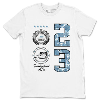 1s Denim shirt to match jordans Sneaker Emblem sneaker tees Air Jordan 1 Denim SNRT Sneaker Release Tees unisex cotton White 2 crew neck shirt