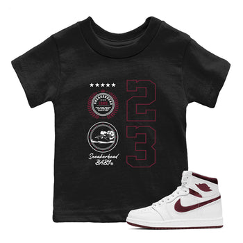 Air Jordan 1 High OG Metallic Burgundy shirts to match jordans Sneaker Emblem sneaker match tees Air Jordan 1 Metallic Burgundy SNRT Sneaker Tees streetwear brand Baby and Youth Black 1 cotton tee