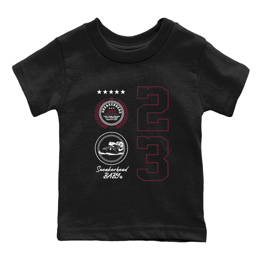 Air Jordan 1 High OG Metallic Burgundy shirts to match jordans Sneaker Emblem sneaker match tees Air Jordan 1 Metallic Burgundy SNRT Sneaker Tees streetwear brand Baby and Youth Black 2 cotton tee