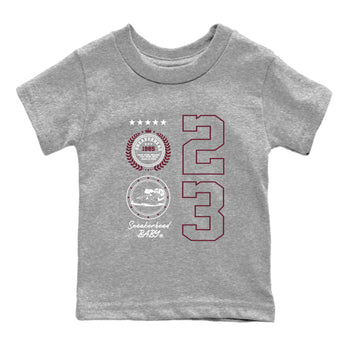 Air Jordan 1 High OG Metallic Burgundy shirts to match jordans Sneaker Emblem sneaker match tees Air Jordan 1 Metallic Burgundy SNRT Sneaker Tees streetwear brand Baby and Youth Heather Grey 2 cotton tee