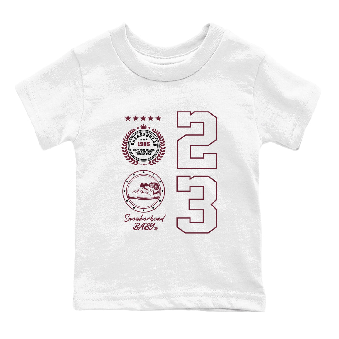 Air Jordan 1 High OG Metallic Burgundy shirts to match jordans Sneaker Emblem sneaker match tees Air Jordan 1 Metallic Burgundy SNRT Sneaker Tees streetwear brand Baby and Youth White 2 cotton tee