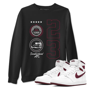 Air Jordan 1 High OG Metallic Burgundy shirts to match jordans Sneaker Emblem sneaker match tees Air Jordan 1 Metallic Burgundy SNRT Sneaker Tees streetwear brand Black 1 unisex cotton tee