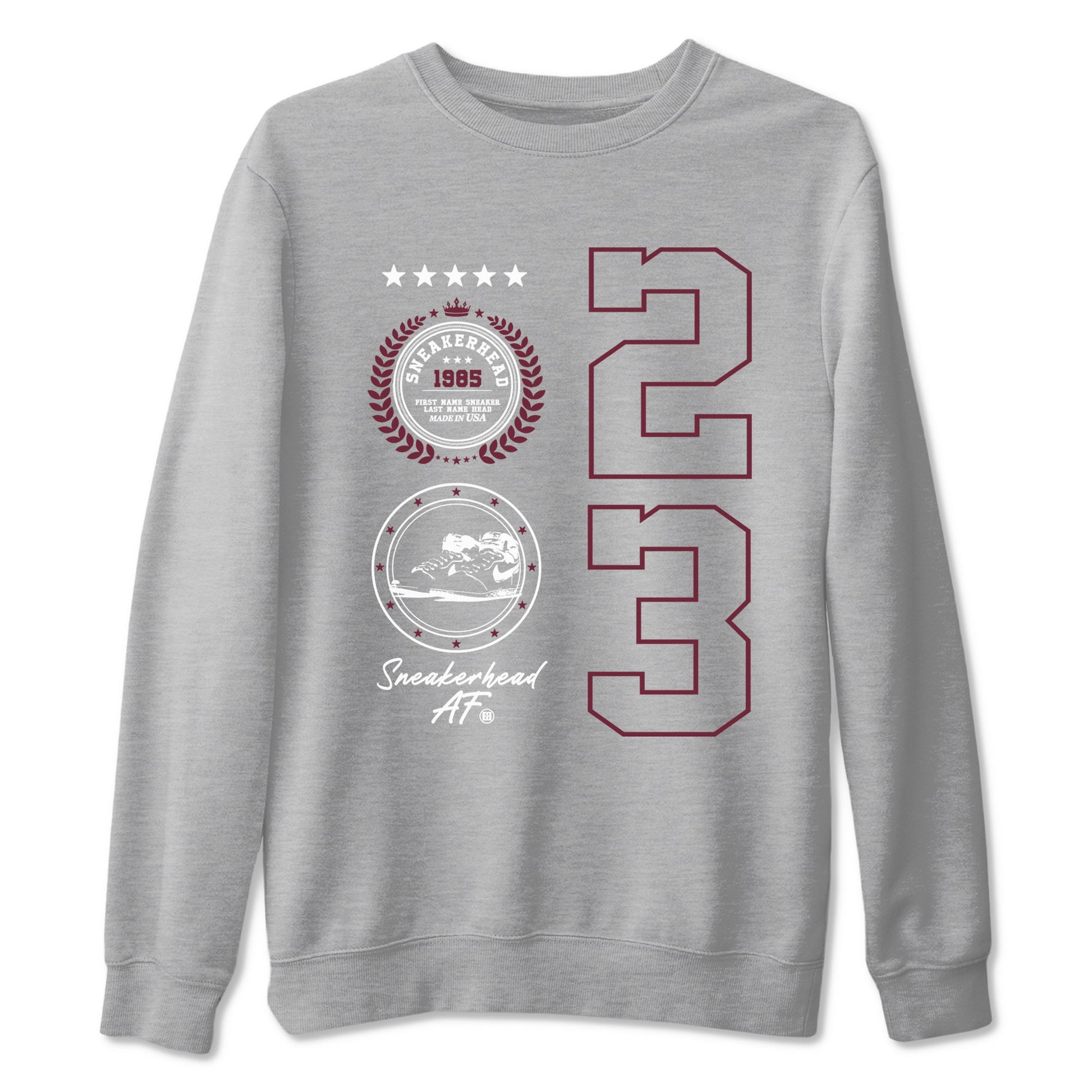 Air Jordan 1 High OG Metallic Burgundy shirts to match jordans Sneaker Emblem sneaker match tees Air Jordan 1 Metallic Burgundy SNRT Sneaker Tees streetwear brand Heather Grey 2 unisex cotton tee