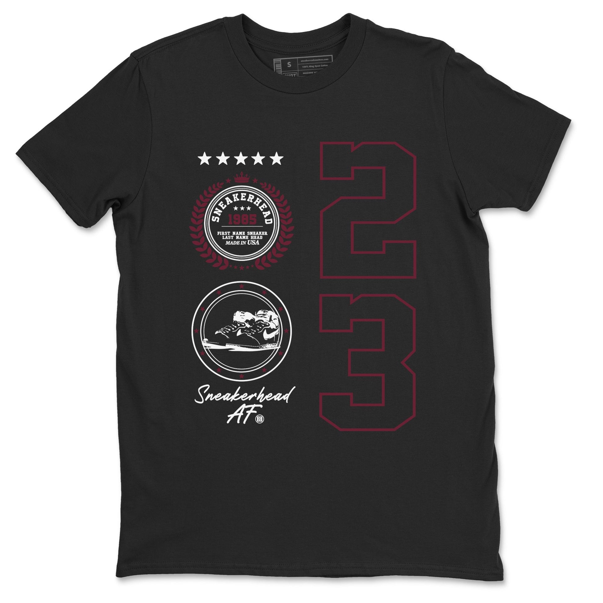Air Jordan 1 High OG Metallic Burgundy shirts to match jordans Sneaker Emblem sneaker match tees Air Jordan 1 Metallic Burgundy SNRT Sneaker Tees streetwear brand Black 2 unisex cotton tee