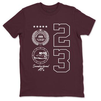 Air Jordan 1 High OG Metallic Burgundy shirts to match jordans Sneaker Emblem sneaker match tees Air Jordan 1 Metallic Burgundy SNRT Sneaker Tees streetwear brand Maroon 2 unisex cotton tee