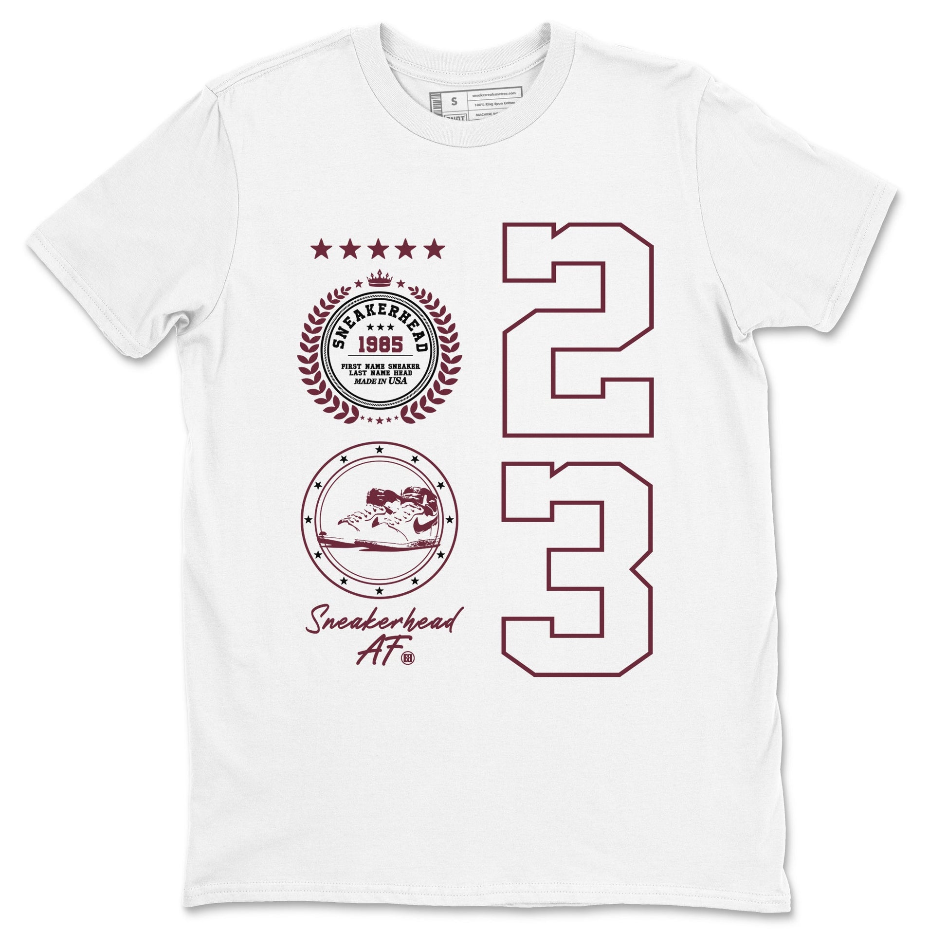 Air Jordan 1 High OG Metallic Burgundy shirts to match jordans Sneaker Emblem sneaker match tees Air Jordan 1 Metallic Burgundy SNRT Sneaker Tees streetwear brand White 2 unisex cotton tee