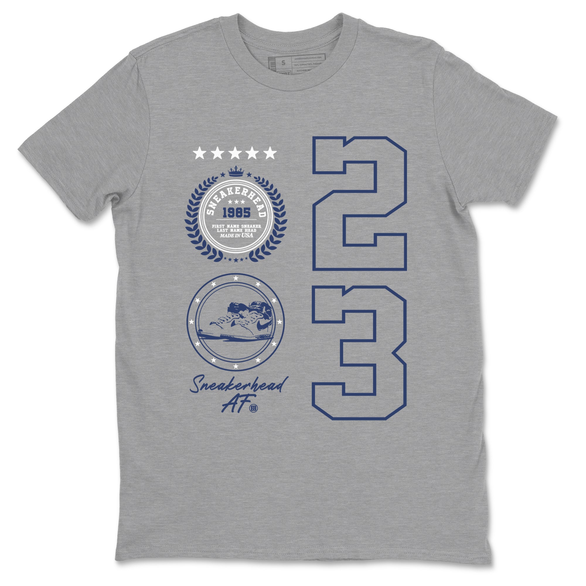 1s Midnight Navy shirts to match jordans Sneaker Emblem sneaker match tees Air Jordan 1 Midnight Navy match shoes to clothes SNRT Sneaker Tees unisex cotton Heather Grey 2 shirts