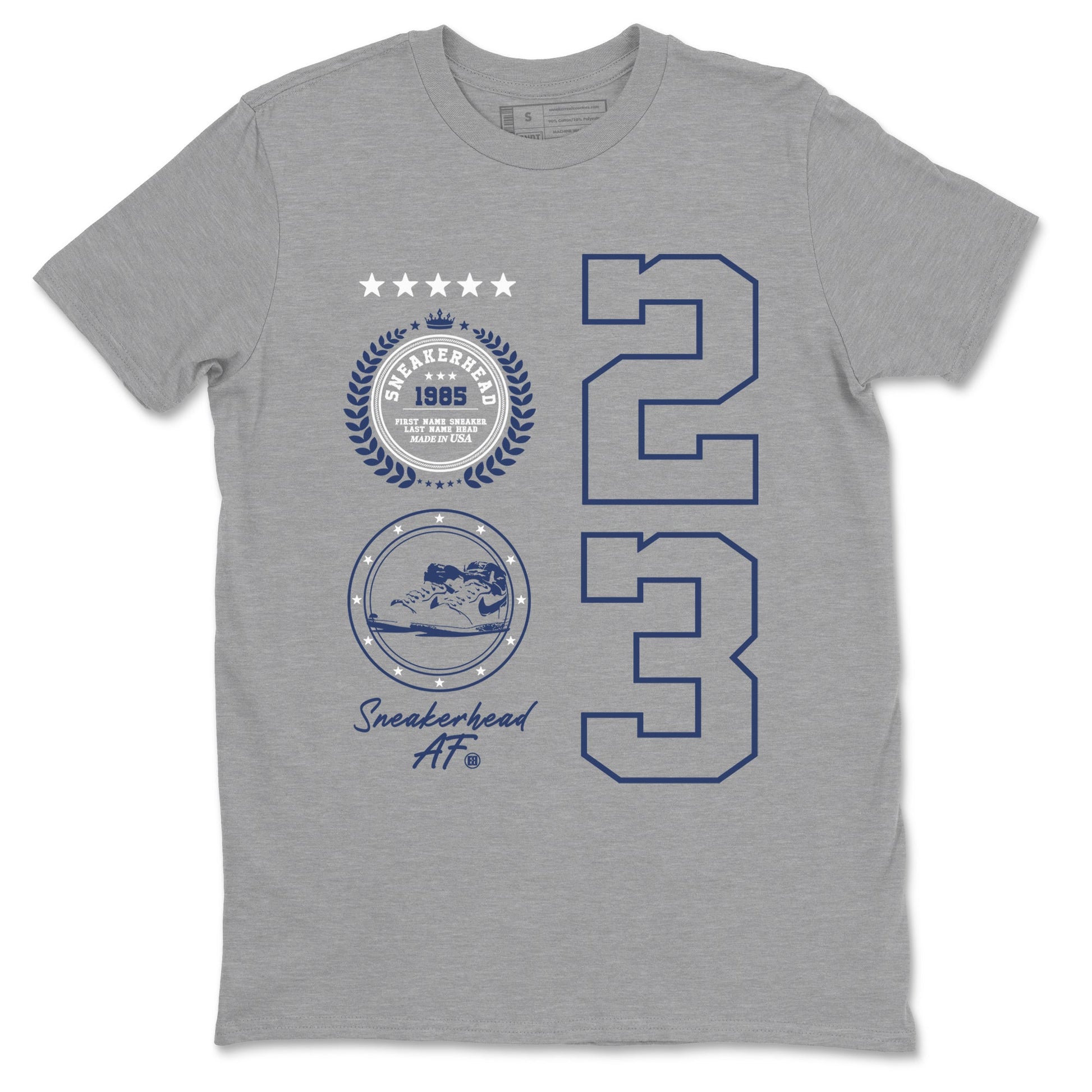 1s Midnight Navy shirts to match jordans Sneaker Emblem sneaker match tees Air Jordan 1 Midnight Navy match shoes to clothes SNRT Sneaker Tees unisex cotton Heather Grey 2 shirts