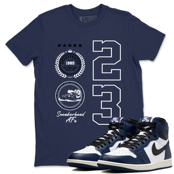 1s Midnight Navy shirts to match jordans Sneaker Emblem sneaker match tees Air Jordan 1 Midnight Navy match shoes to clothes SNRT Sneaker Tees unisex cotton Navy 1 shirts