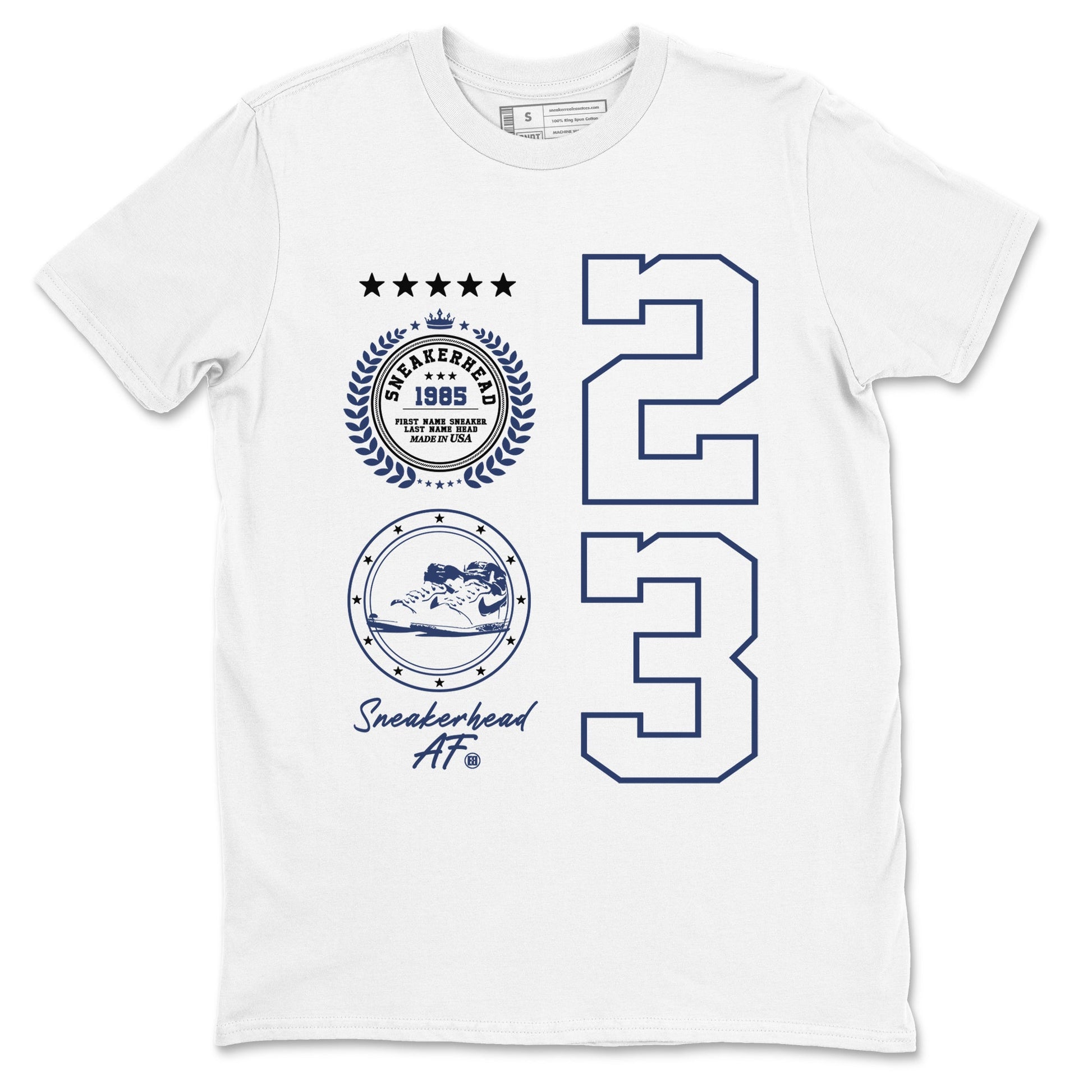 1s Midnight Navy shirts to match jordans Sneaker Emblem sneaker match tees Air Jordan 1 Midnight Navy match shoes to clothes SNRT Sneaker Tees unisex cotton White 2 shirts