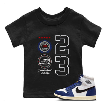 1s Rare Air shirts to match jordans Sneaker Emblem sneaker match tees Air Jordan 1 High OG Rare Air Deep Royal Blue match shoes to clothes SNRT Sneaker Tees Youth Baby Black 1 tee