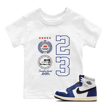 1s Rare Air shirts to match jordans Sneaker Emblem sneaker match tees Air Jordan 1 High OG Rare Air Deep Royal Blue match shoes to clothes SNRT Sneaker Tees Youth Baby White 1 tee