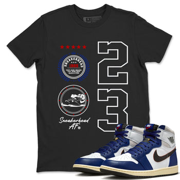 1s Rare Air shirts to match jordans Sneaker Emblem sneaker match tees Air Jordan 1 High OG Rare Air Deep Royal Blue match shoes to clothes SNRT Sneaker Tees unisex cotton Black 1 shirts