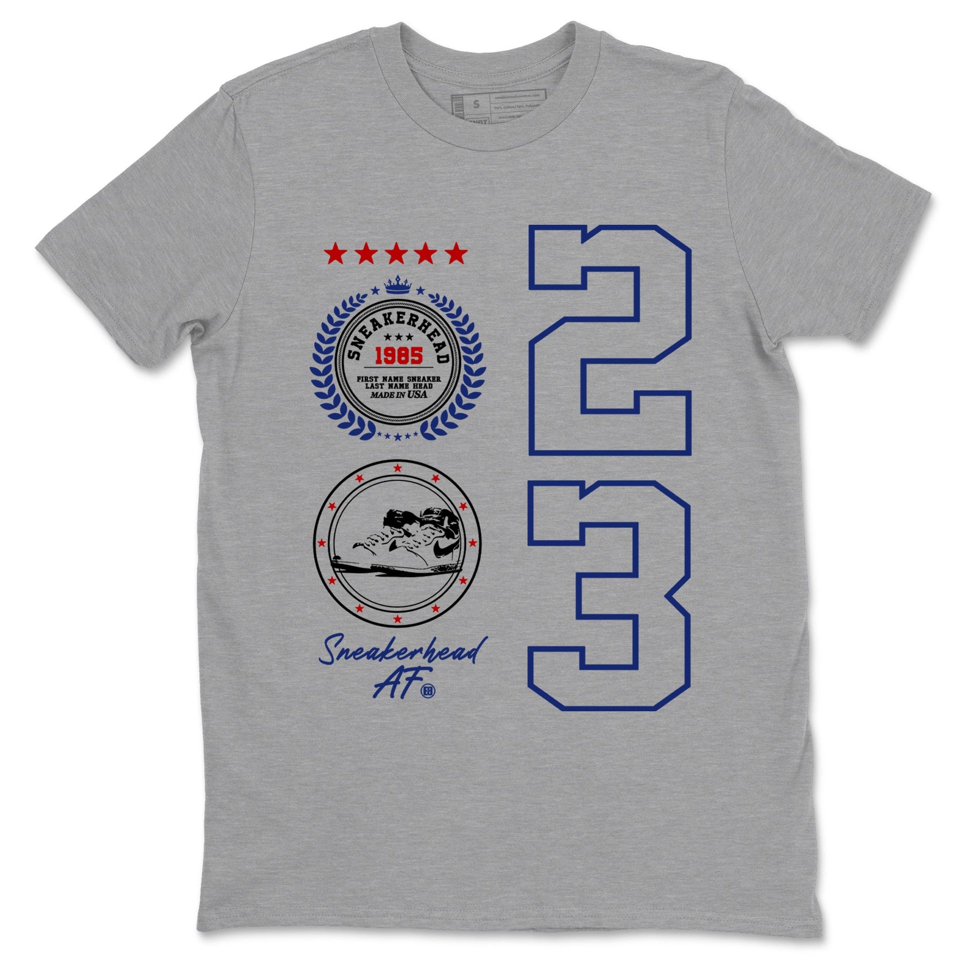 1s Rare Air shirts to match jordans Sneaker Emblem sneaker match tees Air Jordan 1 High OG Rare Air Deep Royal Blue match shoes to clothes SNRT Sneaker Tees unisex cotton Heather Grey 2 shirts
