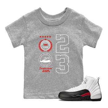 Air Jordan 1 Taxi Flip shirts to match jordans Sneaker Emblem sneaker match tees Air Jordan 1 Taxi Flip SNRT sneaker release tees baby toddler Heather Grey 1 cotton Shirt