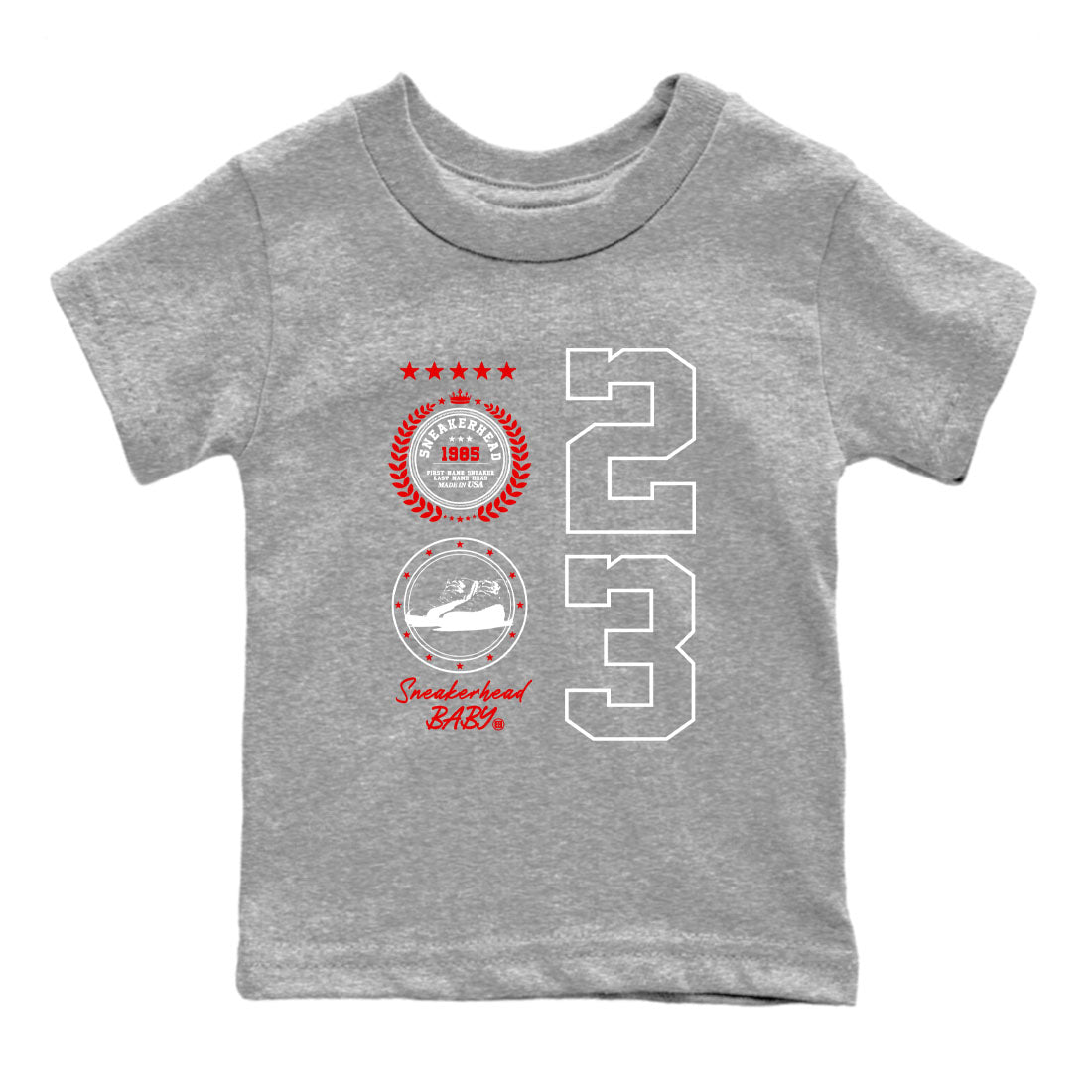 Air Jordan 1 Taxi Flip shirts to match jordans Sneaker Emblem sneaker match tees Air Jordan 1 Taxi Flip SNRT sneaker release tees baby toddler Heather Grey 2 cotton Shirt