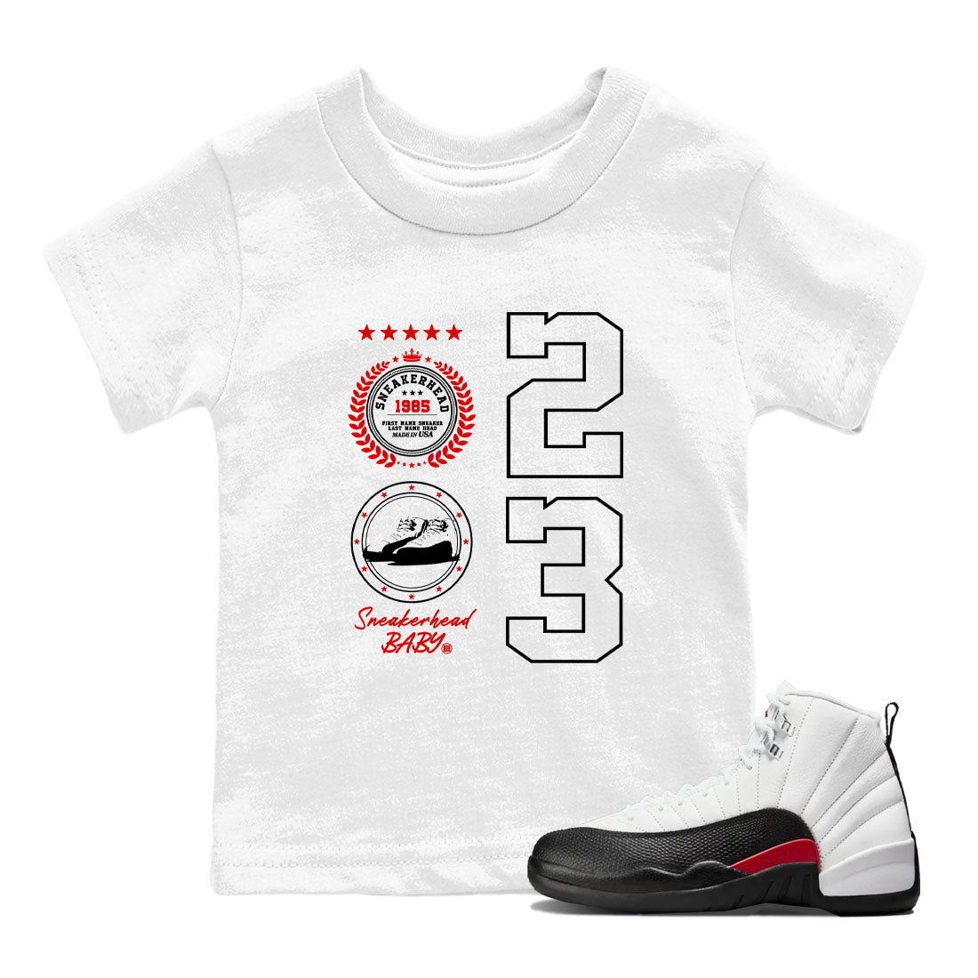 Air Jordan 1 Taxi Flip shirts to match jordans Sneaker Emblem sneaker match tees Air Jordan 1 Taxi Flip SNRT sneaker release tees baby toddler White 1 cotton Shirt