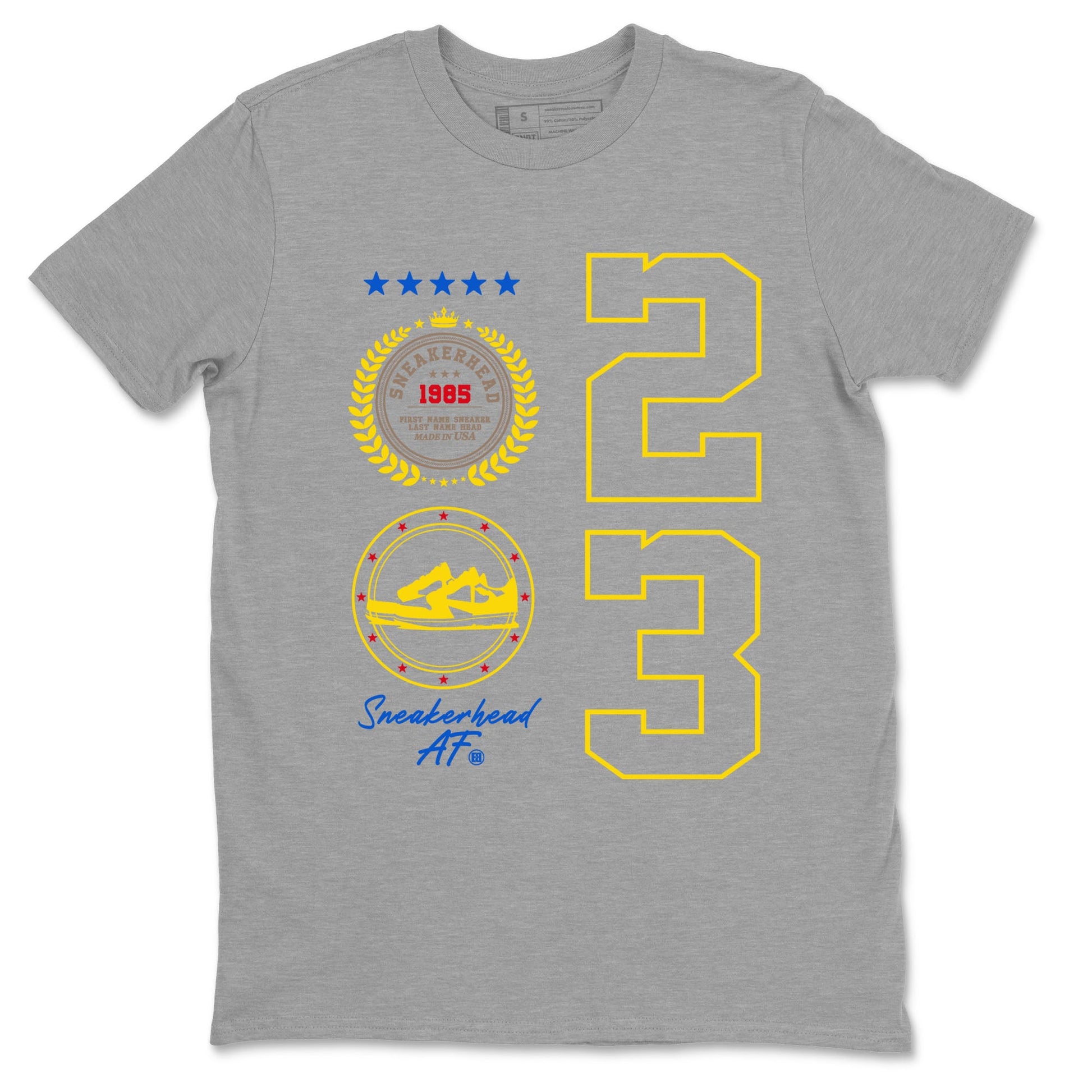 Air Jordan 1 Low x Travis Scott x Canary shirt to match jordans Sneaker Emblem sneaker tees AJ1 Travis Scott Canary Streetwear Brand SNRT Sneaker Tees unisex cotton Heather Grey 2 crew neck shirt