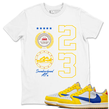 Air Jordan 1 Low x Travis Scott x Canary shirt to match jordans Sneaker Emblem sneaker tees AJ1 Travis Scott Canary Streetwear Brand SNRT Sneaker Tees unisex cotton White 1 crew neck shirt