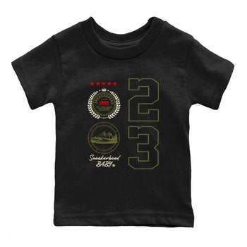 Travis Scott Medium Olive shirts to match jordans Sneaker Emblem sneaker match tees Air Jordan 1 Low x Travis Scott x Medium Olive SNRT Sneaker Release Tees Youth Baby Black 2 crew neck shirts