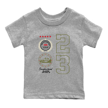 Travis Scott Medium Olive shirts to match jordans Sneaker Emblem sneaker match tees Air Jordan 1 Low x Travis Scott x Medium Olive SNRT Sneaker Release Tees Youth Baby Heather Grey 2 crew neck shirts
