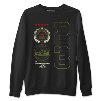 Travis Scott Medium Olive shirts to match jordans Sneaker Emblem sneaker match tees Air Jordan 1 Low x Travis Scott x Medium Olive SNRT Sneaker Release Tees unisex cotton Black 2 crew neck shirts