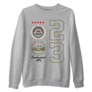 Travis Scott Medium Olive shirts to match jordans Sneaker Emblem sneaker match tees Air Jordan 1 Low x Travis Scott x Medium Olive SNRT Sneaker Release Tees unisex cotton Heather Grey 2 crew neck shirts