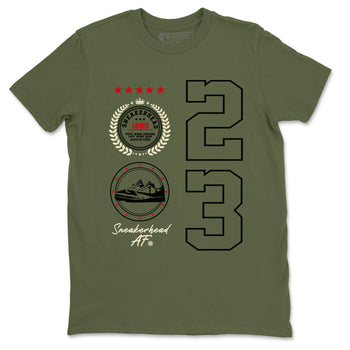 Travis Scott Medium Olive shirts to match jordans Sneaker Emblem sneaker match tees Air Jordan 1 Low x Travis Scott x Medium Olive SNRT Sneaker Release Tees unisex cotton Military Green 2 crew neck shirts