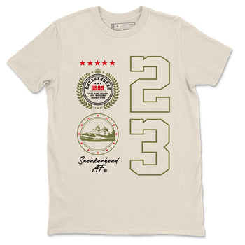 Travis Scott Medium Olive shirts to match jordans Sneaker Emblem sneaker match tees Air Jordan 1 Low x Travis Scott x Medium Olive SNRT Sneaker Release Tees unisex cotton Natural 2 crew neck shirts