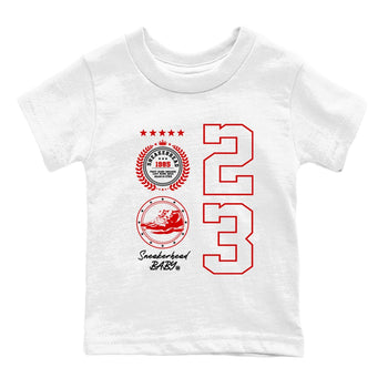 11s Bred Velvet shirts to match jordans Sneaker Emblem sneaker match tees Air Jordan 11 Retro Bred Velvet match shoes to clothes SNRT Sneaker Tees Youth Baby White 2 tee