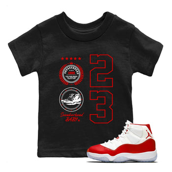 11s Cherry shirts to match jordans Sneaker Emblem sneaker match tees Air Jordan 11 Retro Cherry match shoes to clothes SNRT Sneaker Tees Youth Baby Black 1 tee