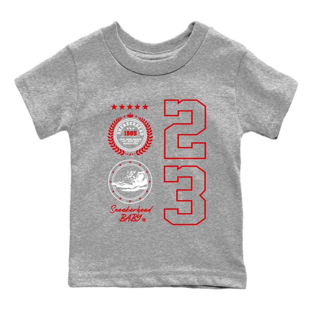 11s Cherry shirts to match jordans Sneaker Emblem sneaker match tees Air Jordan 11 Retro Cherry match shoes to clothes SNRT Sneaker Tees Youth Baby Heather Grey 2 tee