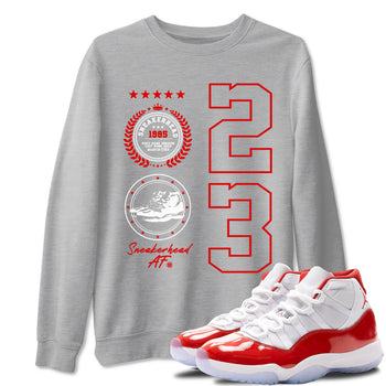 11s Cherry shirts to match jordans Sneaker Emblem sneaker match tees Air Jordan 11 Retro Cherry match shoes to clothes SNRT Sneaker Tees unisex cotton Heather Grey 1 shirts