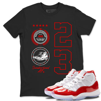 11s Cherry shirts to match jordans Sneaker Emblem sneaker match tees Air Jordan 11 Retro Cherry match shoes to clothes SNRT Sneaker Tees unisex cotton Black 1 shirts