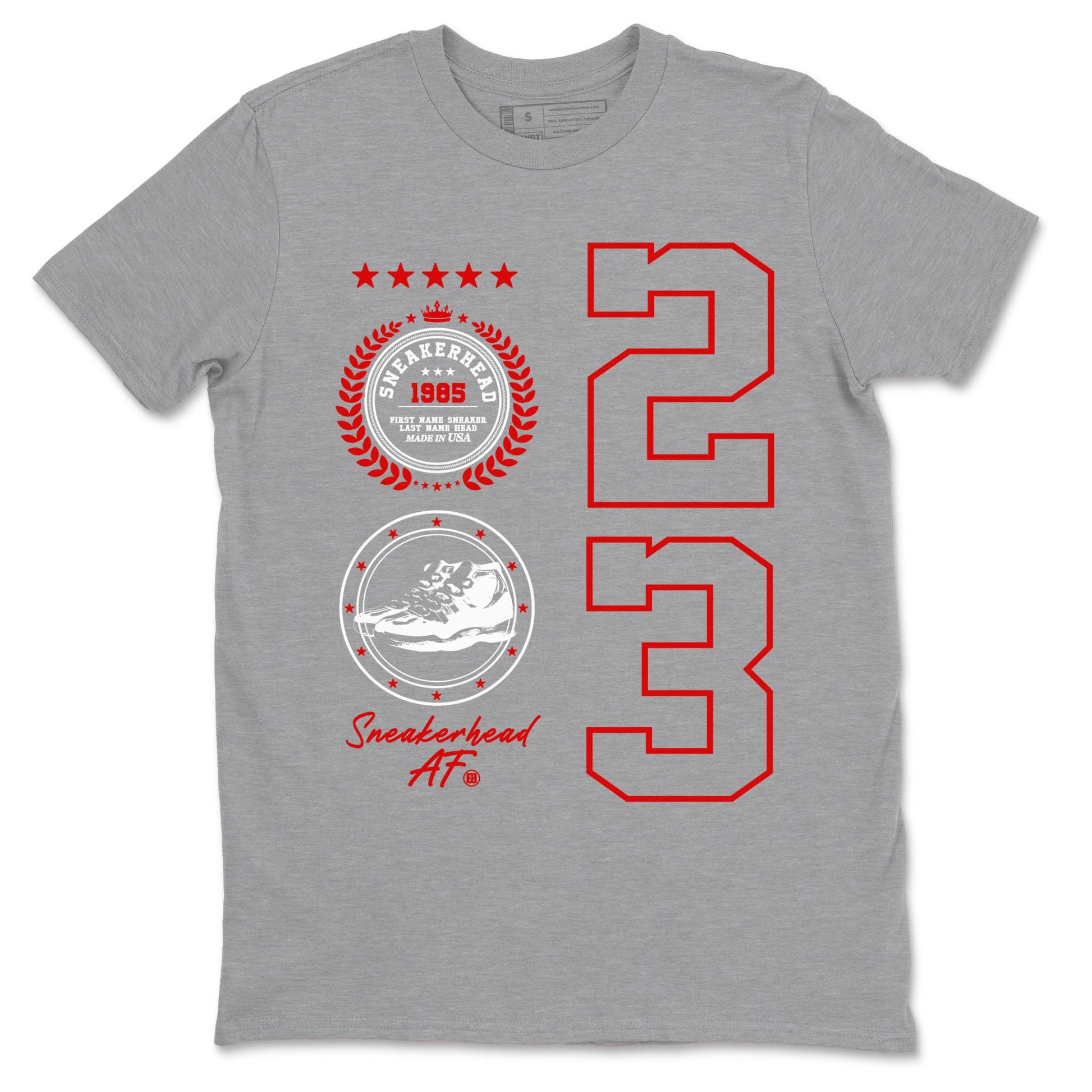11s Cherry shirts to match jordans Sneaker Emblem sneaker match tees Air Jordan 11 Retro Cherry match shoes to clothes SNRT Sneaker Tees unisex cotton Heather Grey 2 shirts