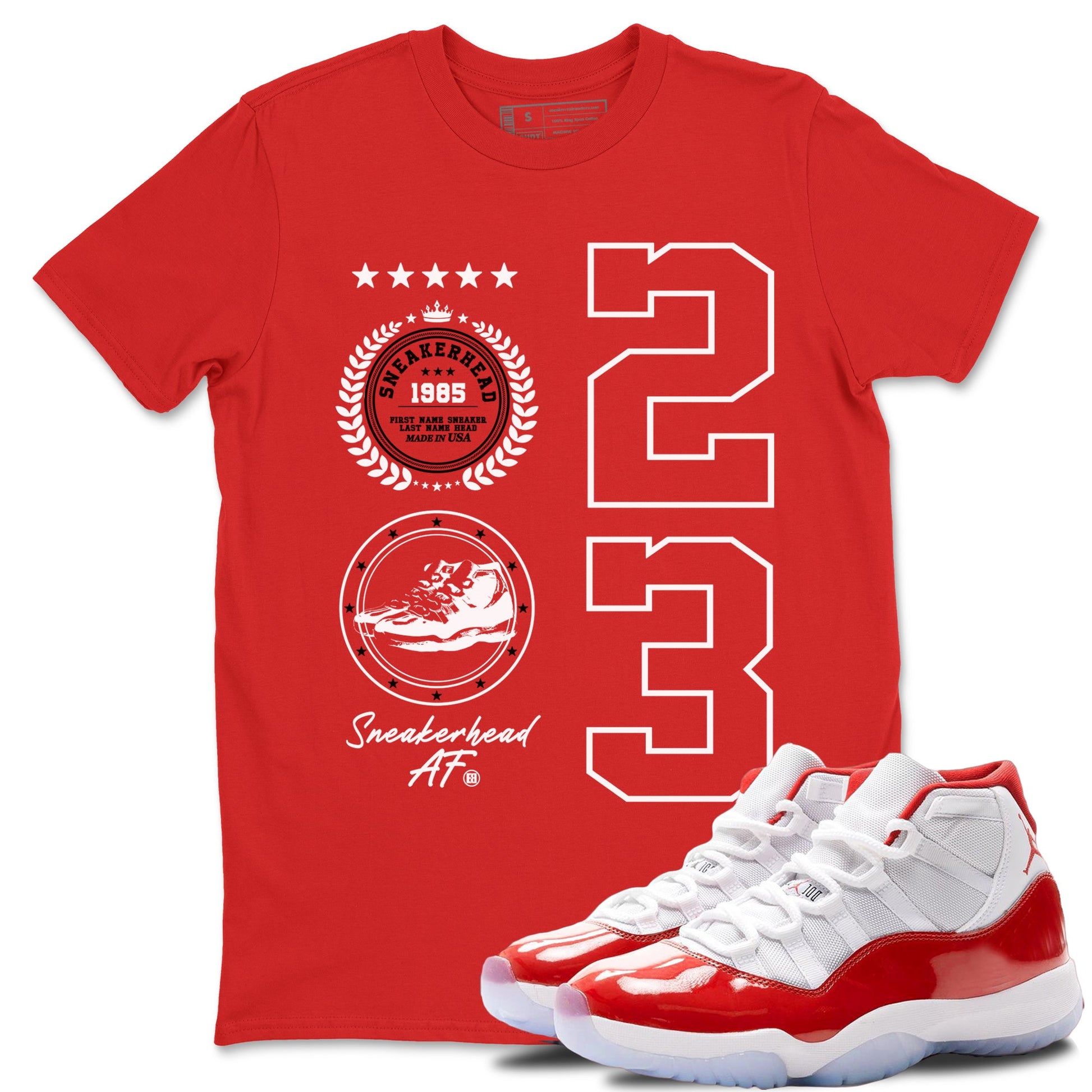 11s Cherry shirts to match jordans Sneaker Emblem sneaker match tees Air Jordan 11 Retro Cherry match shoes to clothes SNRT Sneaker Tees unisex cotton Red 1 shirts