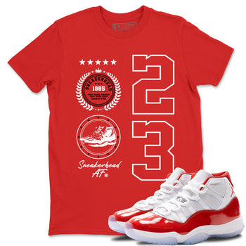 11s Cherry shirts to match jordans Sneaker Emblem sneaker match tees Air Jordan 11 Retro Cherry match shoes to clothes SNRT Sneaker Tees unisex cotton Red 1 shirts