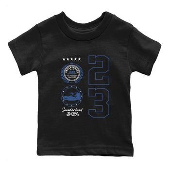 11s Diffused Blue shirts to match jordans Sneaker Emblem sneaker match tees Air Jordan 11 Diffused Blue SNRT Sneaker Release Tees Youth Baby Black 2 crew neck shirts