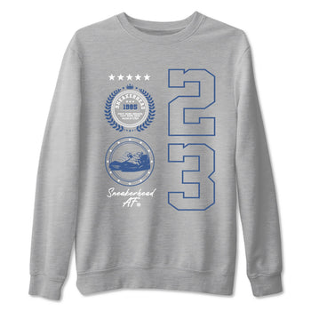 11s Diffused Blue shirts to match jordans Sneaker Emblem sneaker match tees Air Jordan 11 Diffused Blue SNRT Sneaker Release Tees unisex cotton Heather Grey 2 crew neck shirts