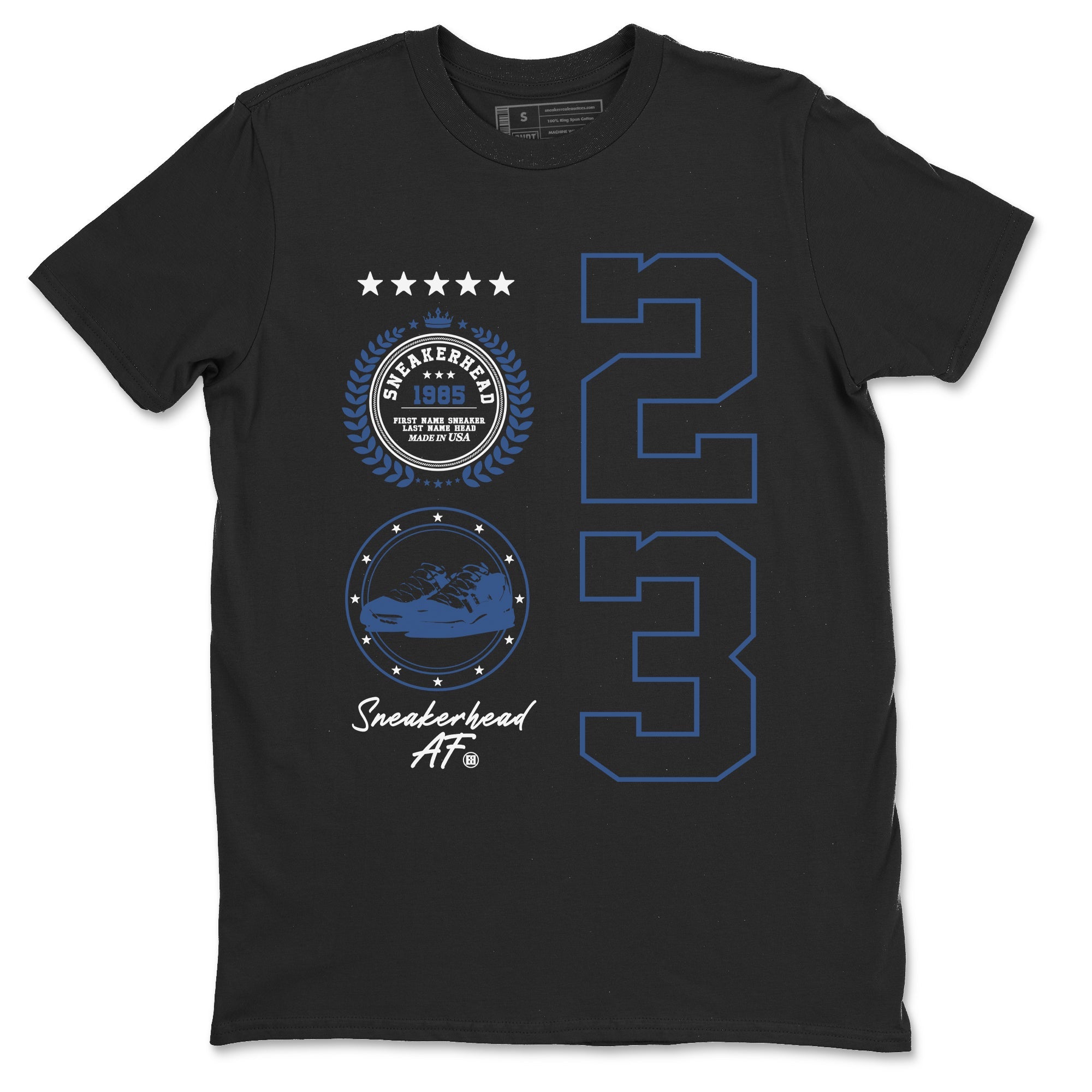 11s Diffused Blue shirts to match jordans Sneaker Emblem sneaker match tees Air Jordan 11 Diffused Blue SNRT Sneaker Release Tees unisex cotton Black 2 crew neck shirts