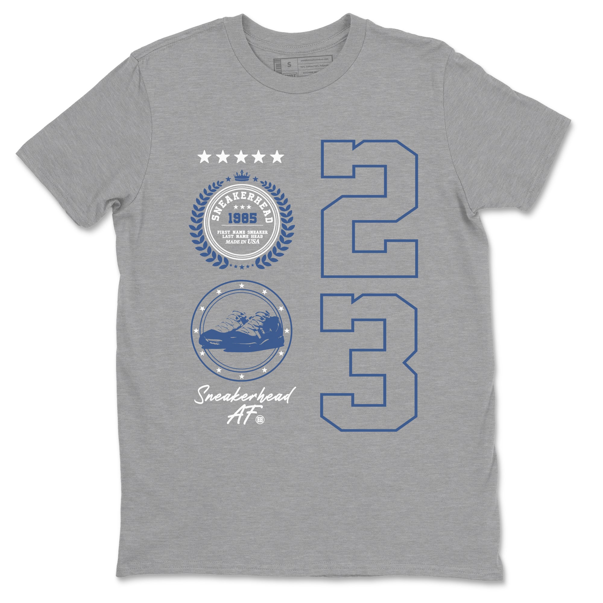 11s Diffused Blue shirts to match jordans Sneaker Emblem sneaker match tees Air Jordan 11 Diffused Blue SNRT Sneaker Release Tees unisex cotton Heather Grey 2 crew neck shirts