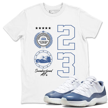 11s Diffused Blue shirts to match jordans Sneaker Emblem sneaker match tees Air Jordan 11 Diffused Blue SNRT Sneaker Release Tees unisex cotton White 1 crew neck shirts