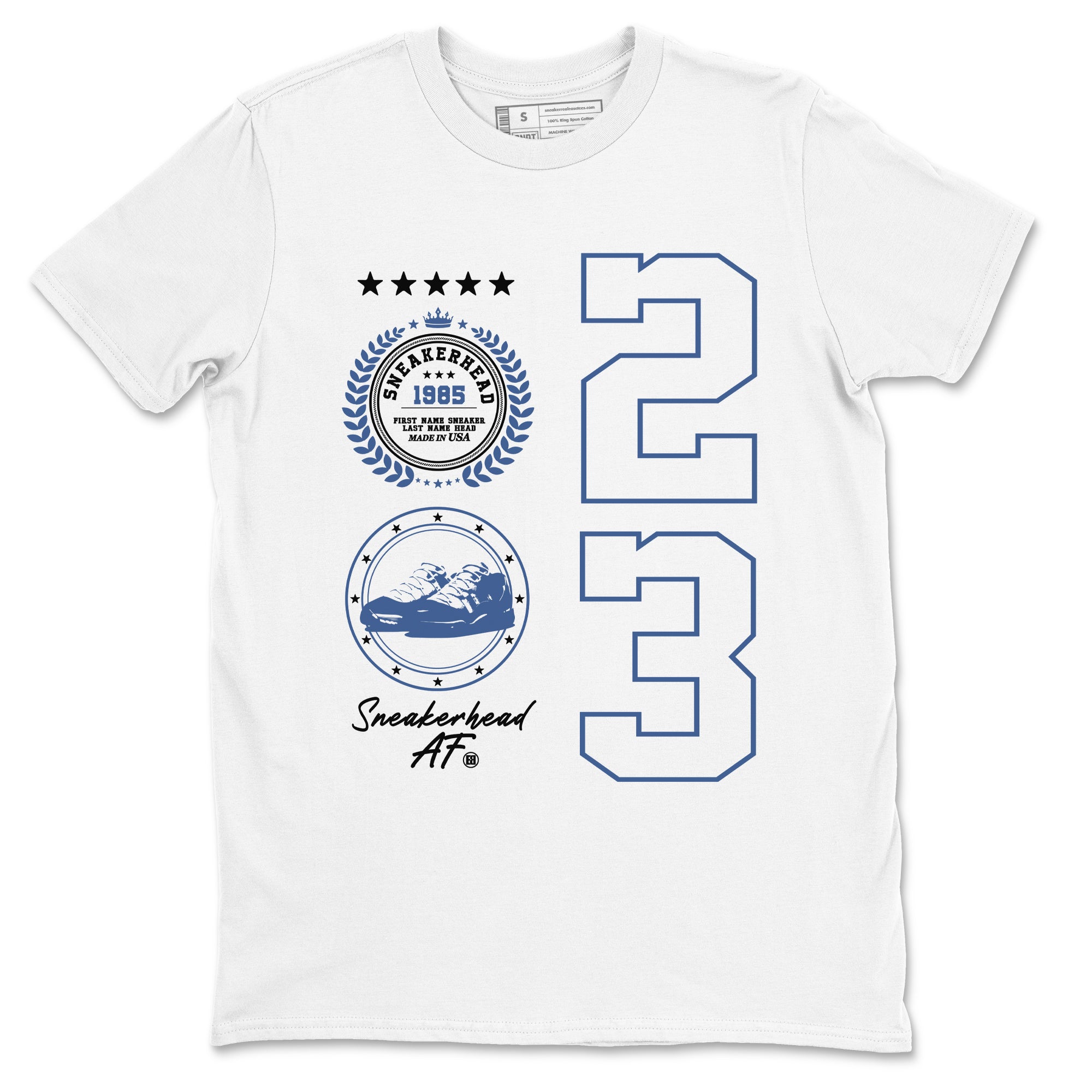 11s Diffused Blue shirts to match jordans Sneaker Emblem sneaker match tees Air Jordan 11 Diffused Blue SNRT Sneaker Release Tees unisex cotton White 2 crew neck shirts