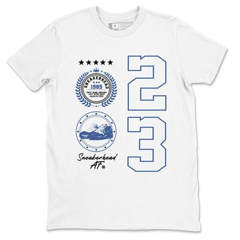 11s Diffused Blue shirts to match jordans Sneaker Emblem sneaker match tees Air Jordan 11 Diffused Blue SNRT Sneaker Release Tees unisex cotton White 2 crew neck shirts